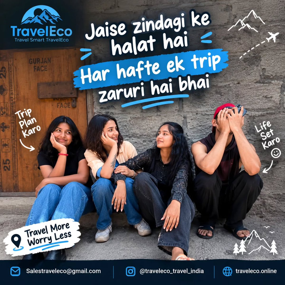 savfatih's tweet photo. Jaise zindagi ke halat hain, har hafte ek trip zaruri hai bhai! Stress kam, memories zyada. Weekend ko sirf scroll mat karo, plan bhi karo. Travel more, worry less. https://t.co/MYwdjLUeQG