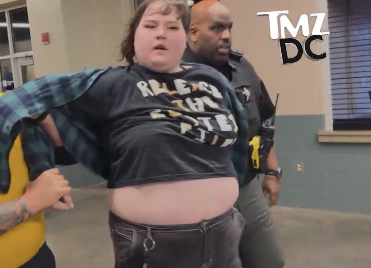 TheKevinDalton's tweet photo. The protester dragged out of President Trump’s rally is pretty much everything you’d expect https://t.co/T5yA9YiEwm