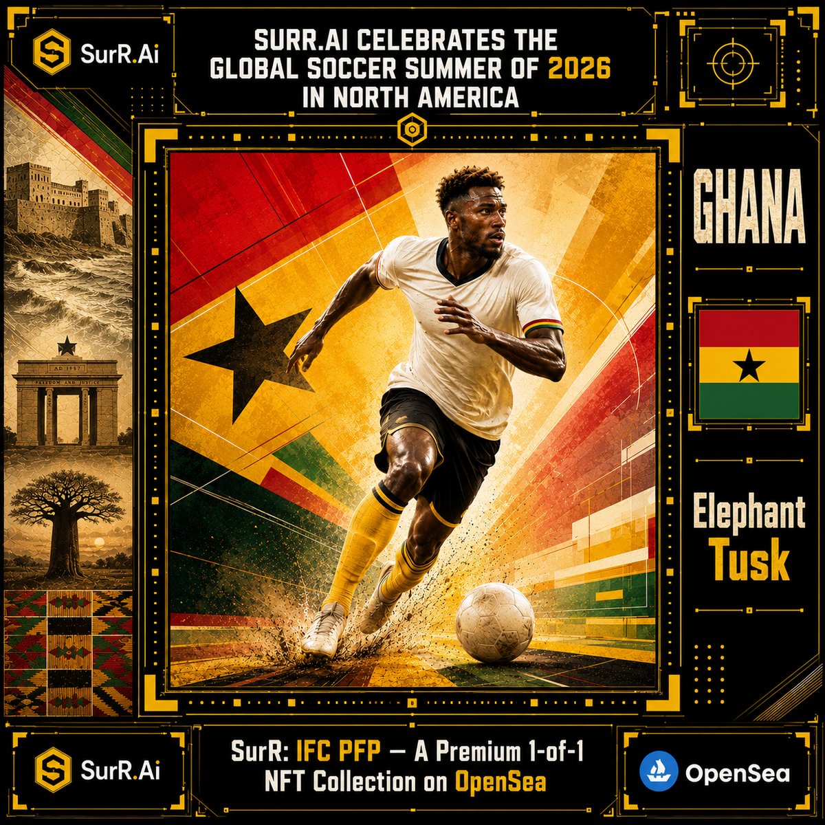 SurRNFTs's tweet photo. ⚽ The chaos. The clock. #Collectibles
SurR: IFC #PFP is live: 53 premium 1-of-1 #phygital #artworks for Global #Soccer Summer 2026
#14 #Ghana
#Collection
#Backstory
#Sports #Crypto #NFT #TradingCard #Football #FC https://t.co/JPapzIL8lK