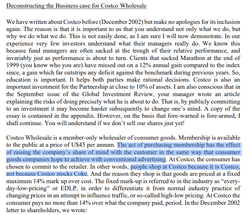 DeCaignyCapital's tweet photo. 💡Costco’s entire business model in one paragraph, by Nick Sleep: https://t.co/v3mYuW2hjK