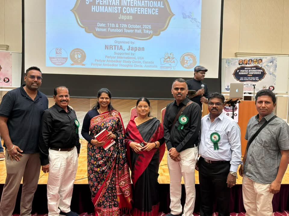 KanimozhiDMK's tweet photo. Glad to have participated in BRIDGE 2026, the 5th Periyar International Humanist Conference, organised by the Non-Resident Tamil Indians Association of Japan in Tokyo. It was a meaningful opportunity to engage with Periyar’s ideals of rationalism, humanism and self-respect on an international platform.
