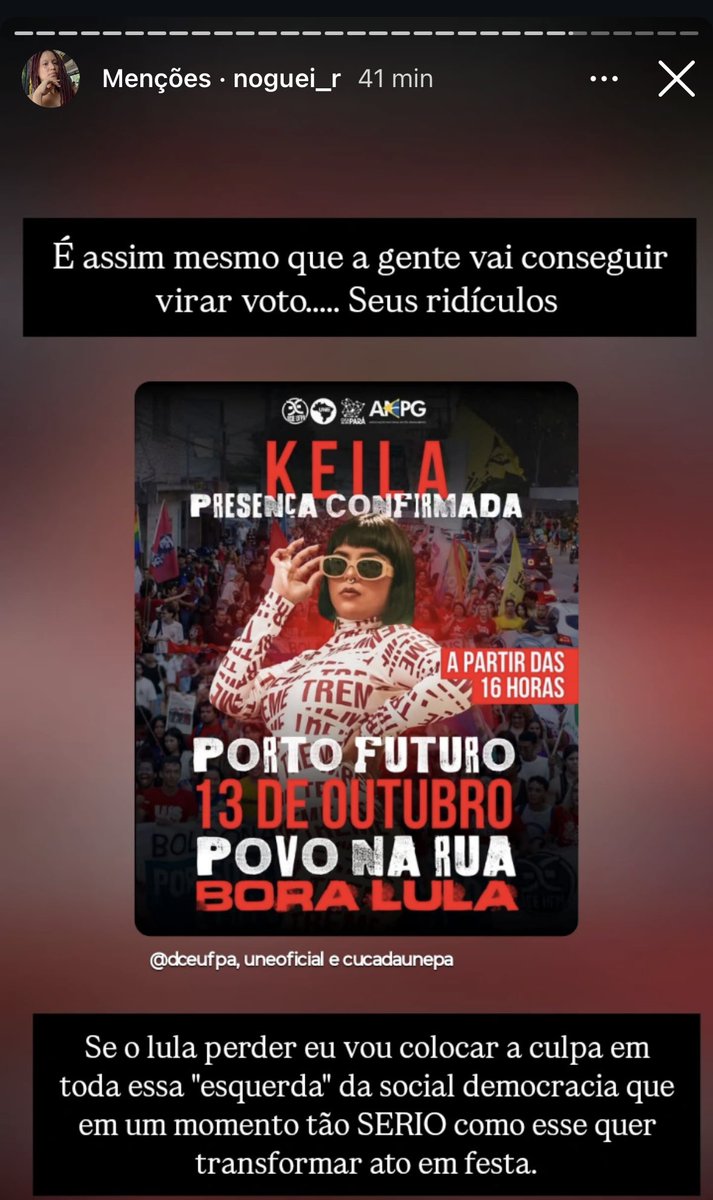 Rayvolucion13's tweet photo. A quem interessa reduzir uma manifestação cultural a “munição pra direita”? o sectarismo da UP chega ao ponto de transformar uma atividade de mobilização em motivo de ataque. isso não é radicalidade, é estreiteza política. https://t.co/G5He1Xj6VR