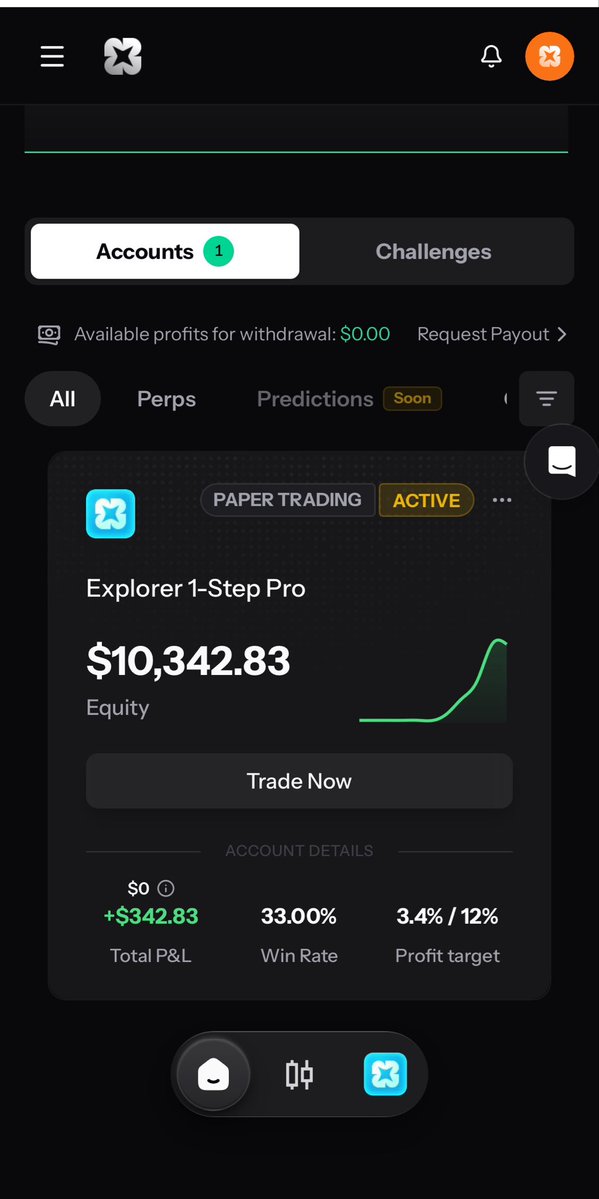 Frim_pong20's tweet photo. 3.4% profit up on my 10k 1 step pro @ProprXYZ https://t.co/ZjkrF9tqST