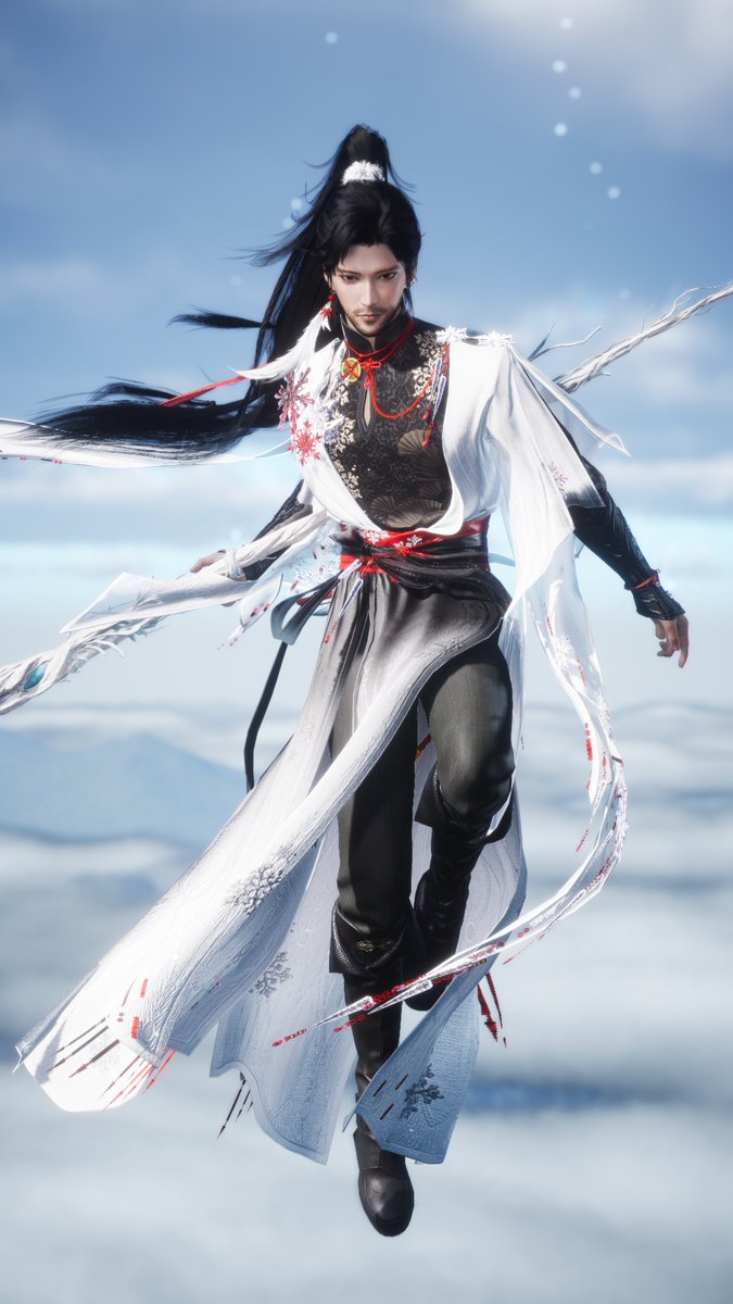 O3O_WWM's tweet photo. 明河載雪拍到好想死，必須是二段大輕功自然落下才有這個姿勢，然後在時停間開開關關狂拉風向
但是好喜歡 https://t.co/MluxtswV8J