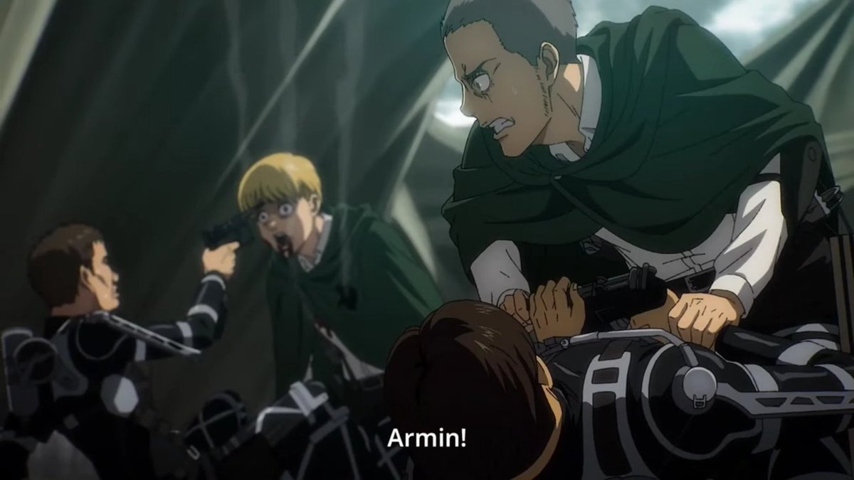 screencapnstuff's tweet photo. leaning into the gun #eremin which one is the suicidal maniac again? https://t.co/TikFB6nPVd