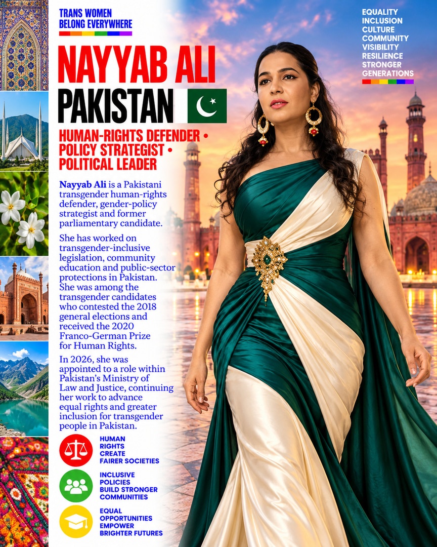 transwomenclub's tweet photo. Nayyab Ali is a Pakistani transgender human-rights defender and policy strategist. Her work in advocacy, legislation and public service supports greater equality and inclusion.
#NayyabAli #TransVisibility #HumanRights https://t.co/lazjR1s8Vv