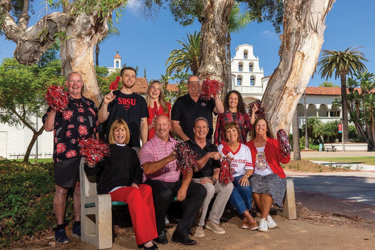 SDSU's tweet photo. Being an Aztec runs in the Day family. ❤️ Twelve family members have attended SDSU, carrying on a tradition that began nearly five decades ago with President Thomas B. Day and continues through generations of Aztec pride. https://t.co/dFTZ8oPf1P #SDSU #AztecForLife #SDSUAlumni https://t.co/K9NTxf5KzB