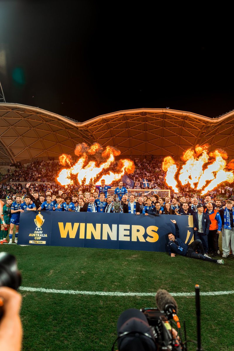 OFCProLeague's tweet photo. Congratulations to South Melbourne FC on winning the Australia Cup! 🇦🇺🏆

Will they add the OFC Pro League to their trophy cabinet in 2027…👀

🎟️ Tickets for circuit series matches will be available soon! 

📸 Photo credit: SMFC Media

#OFCProLeague https://t.co/ko51SVBGcr
