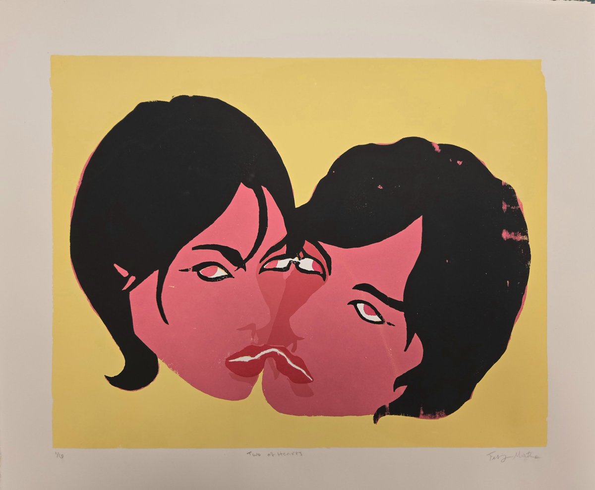 cheruistar's tweet photo. not a drawing but a screenprint based on barbiez🥹❤️🩷

obviously had some issues with my last layer, but this was the best one ! https://t.co/1ckceYx7sN