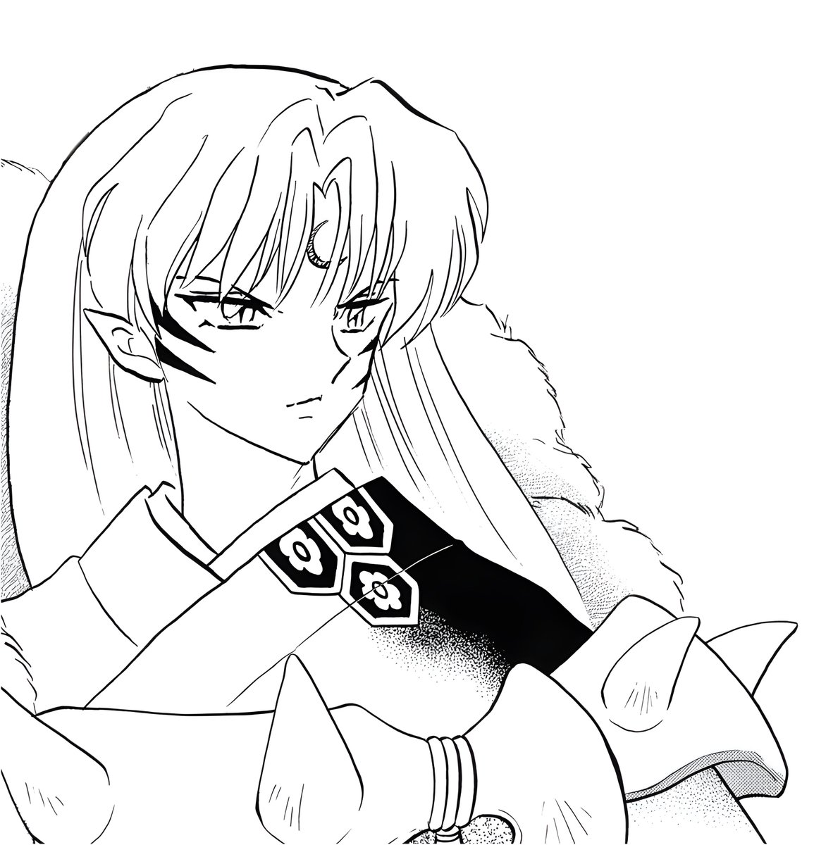 missallazz's tweet photo. Sesshomaru's design really peaked during the Shichinintai arc, look at him 🔥💜🌙 https://t.co/u1NJPkSpX8