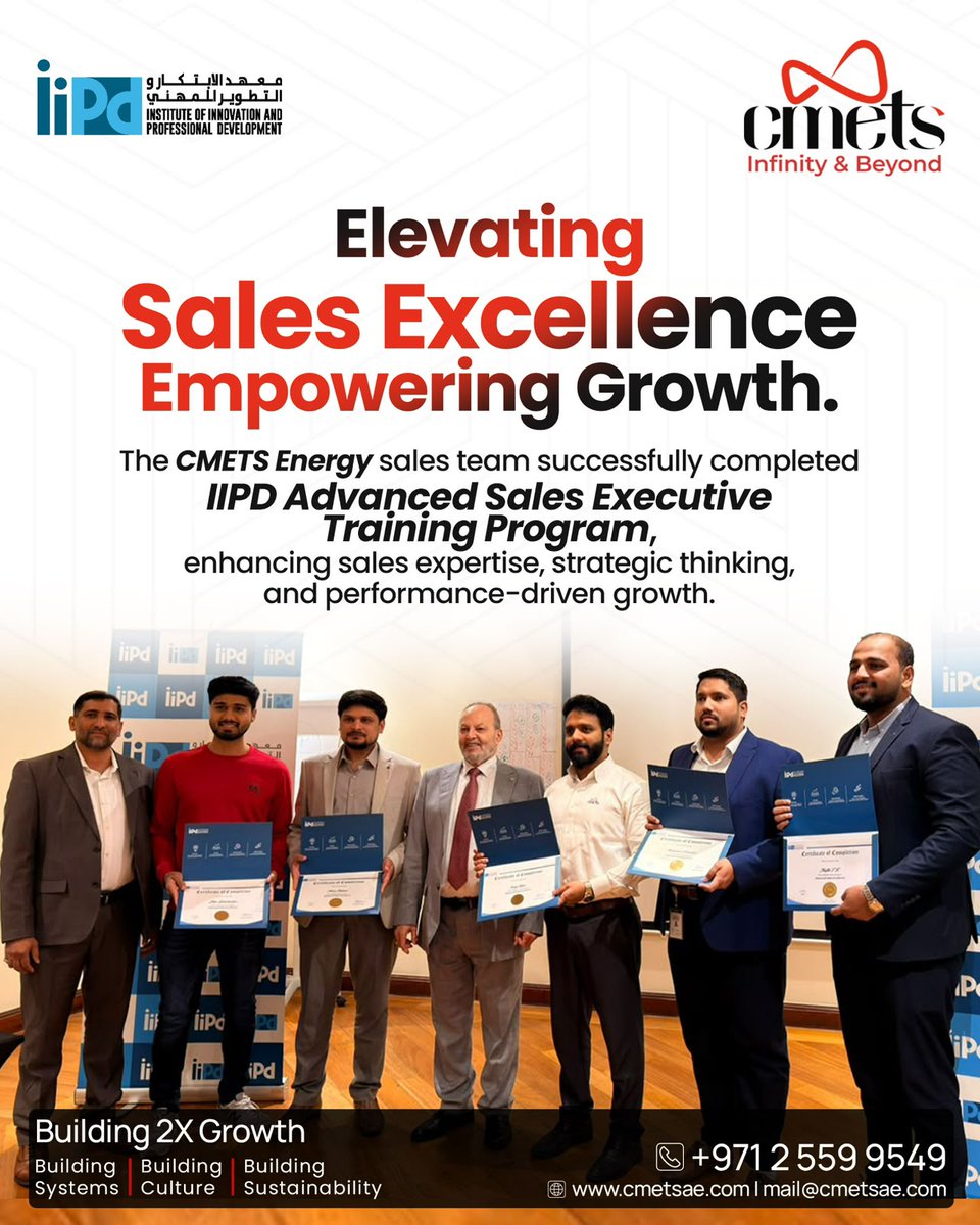 CmetsFze's tweet photo. This milestone reflects our commitment to developing sales professionals who can think strategically, understand customer needs, build stronger business relationships, and deliver performance-driven results.
🌐 https://t.co/0DZ84wvB0I 
📞 +971 2 559 9549 https://t.co/E4QBywmCeN