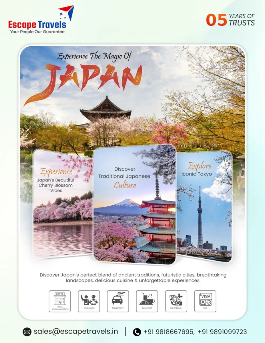 DanyLoure's tweet photo. JAPAN 04 NIGHTS / 05 DAYS

Experience tradition, technology, culture and breathtaking beauty. Explore Tokyo, Mt. Fuji, Japanese culture, shopping and delicious cuisine. Book your Japan holiday with Escape Travels B2B DMC. https://t.co/ZebUMOfXsO