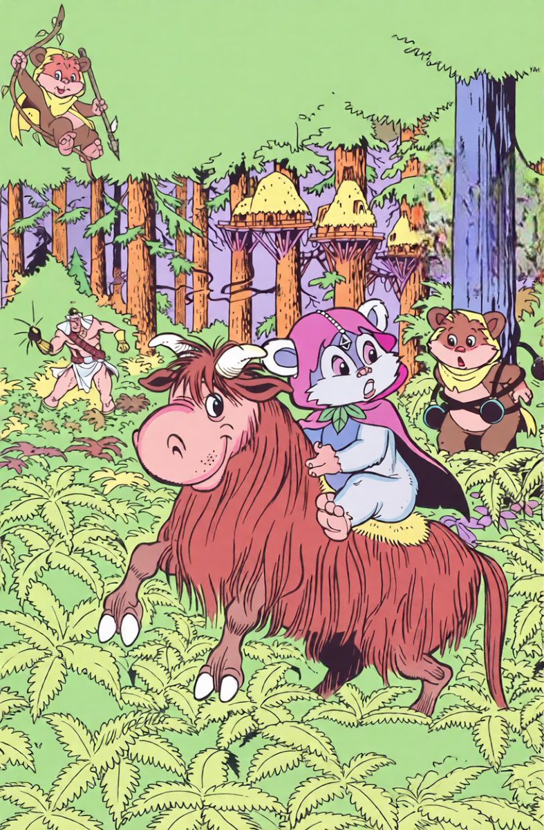 NoTextSWPics's tweet photo. Marvel (Star) comic book cover art for Ewoks 2 by Warren Kremer (released April 1985)

#NoTextStarWars #marvelcomics #starwarscomics #classicstarwars #starwars https://t.co/4dvLWNdnWX