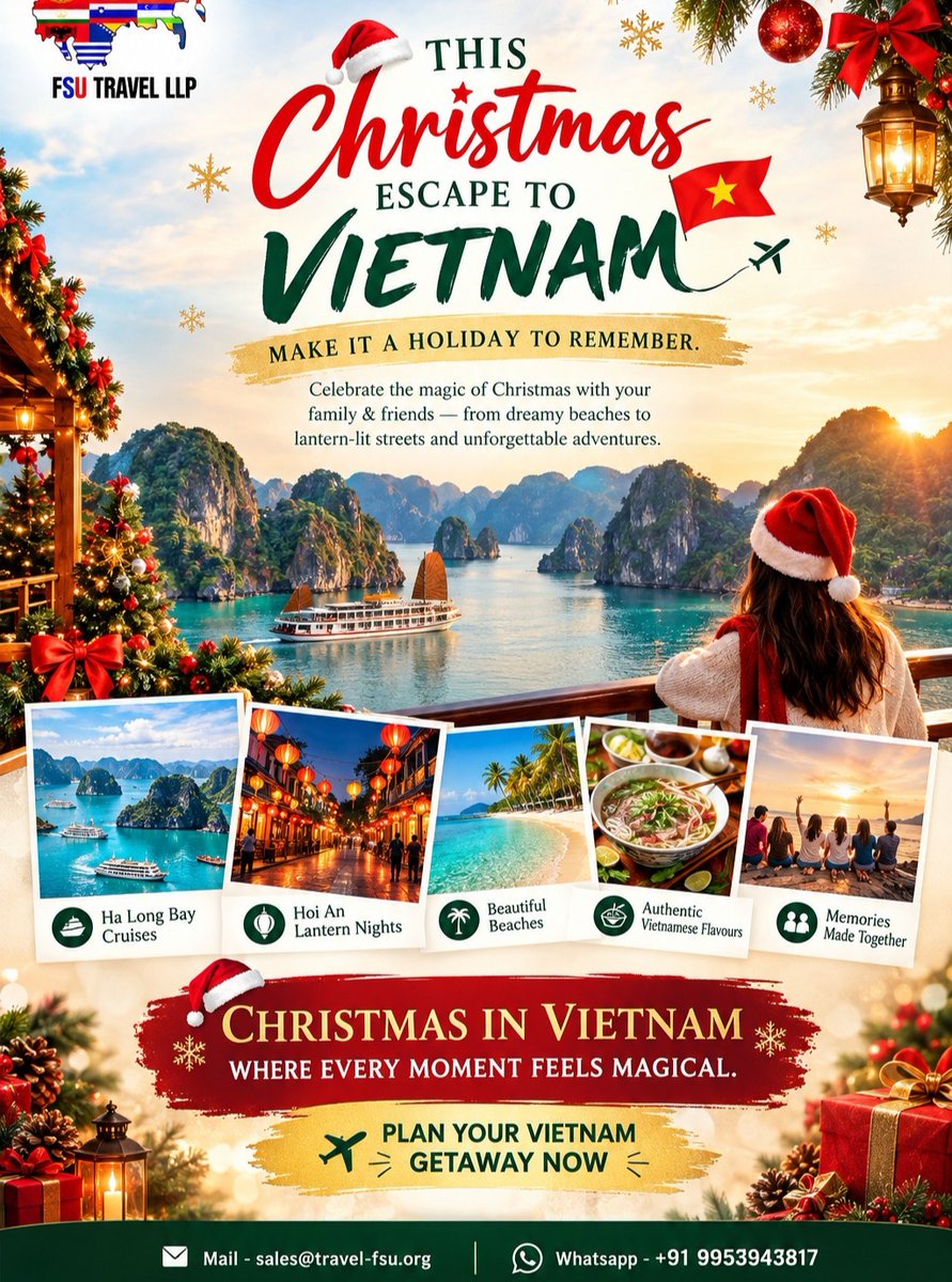 nutmegs76's tweet photo. This Christmas, escape to Vietnam for vibrant streets, tropical beauty, incredible cuisine, and unforgettable experiences. Celebrate festive vibes, magical nights, and memories to cherish. https://t.co/YjEWswVAFQ