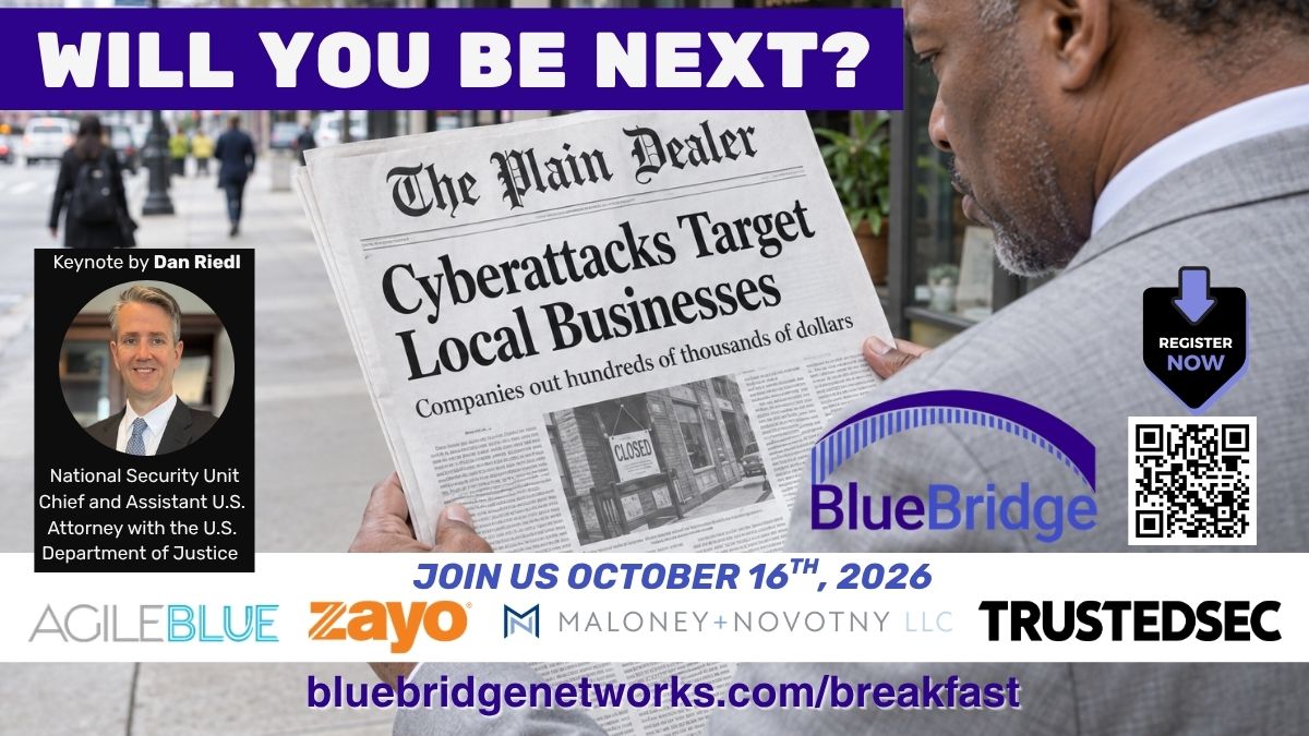 MosesCLE's tweet photo. @kevingoodmanBBN of @BlueBridgeLLC  will lead an executive panel w/frontline leaders from @AgileBlue  @TrustedSec  @MaloneyNovotny. Secure UR seat now 2 ensure UR leadership team is represented, then review the schedule &amp; register: https://t.co/rQ9T99uNZn https://t.co/CagKEVYnX5