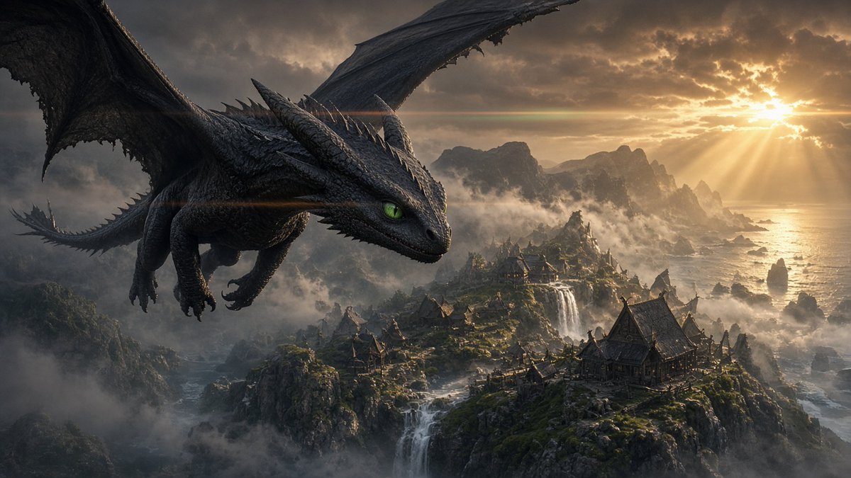 gurkandev's tweet photo. rewatched How to Train Your Dragon last night and now I want a Night Fury as a roommate ๐๐
one Grok Imagine prompt, 4 Berk variants. yes, one sends the dragon over the Bosphorus ๐
which world are you stepping into, 1, 2, 3 or 4?
#GrokImagine #AIArt #PromptDesign #HowToTrainYourDragon #DragonArt