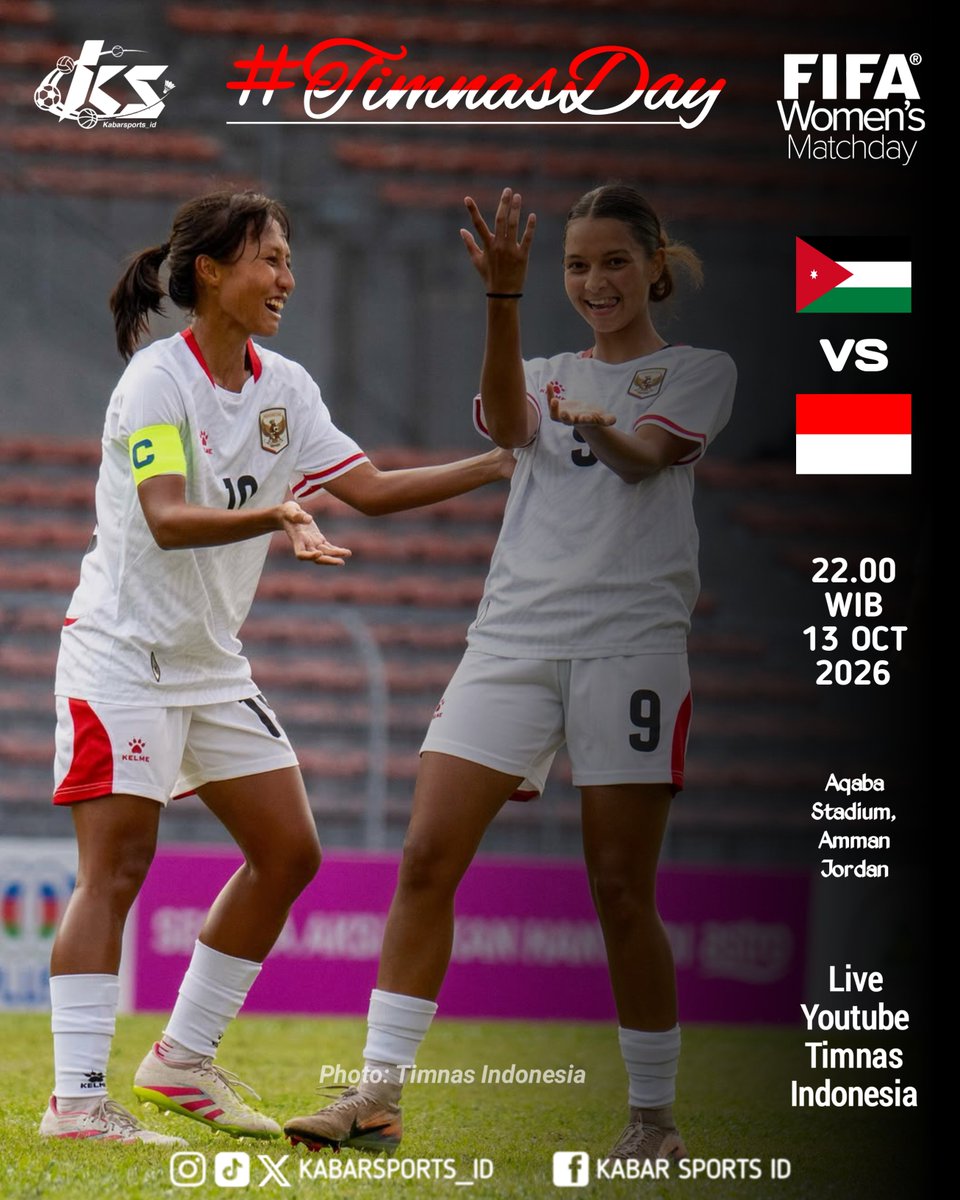 kabarsports_id's tweet photo. #TimnasDay
FIFA Women's Match Day
Jordan ๐ฏ๐ด vs ๐ฎ๐ฉ Indonesia
โข Kick-off 22.00 WIB
โข Live Youtube Timnas Indonesia
Good Luck! ๐ฎ๏ฟฝ๏ฟฝ๏ฟฝ๏ฟฝ๐ฆ
#FIFAMatchDay #GarudaPertiwi https://t.co/8eLubmyzQH