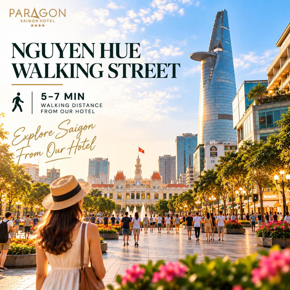 GabineryMad's tweet photo. Nguyen Hue Walking Street brings Saigon’s energy to life. Stay at Paragon Saigon Hotel and explore vibrant cafés, architecture, shopping and city lights—all just steps from the heart of downtown. https://t.co/7JfTmVBFta