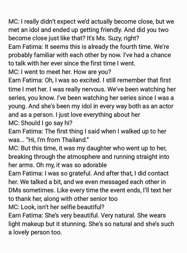 HyemySuz's tweet photo. Thai singer actress, Earn Fatima: I already meet Suzy for the 4 time. I've been watching her series since I was a young. She's been my idol in every way both as an actor &amp; as a person. I just love everything about her. She’s very beautiful, natural, she’s such a lovely person too https://t.co/8WrLWaSQO1