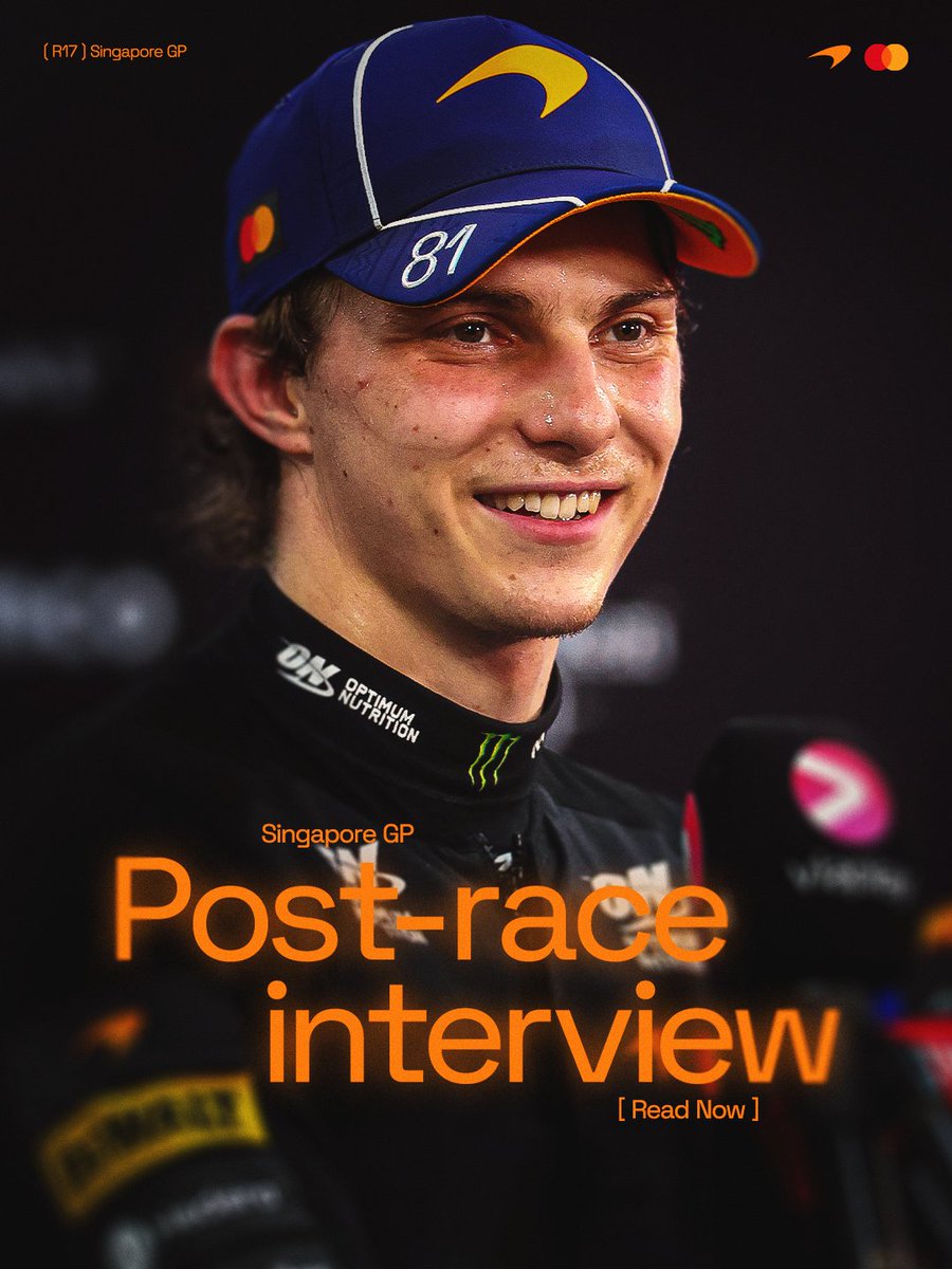 McLarenF1's tweet photo. Hear from Lando and Oscar after our weekend in Singapore 🇸🇬

#McLarenF1 https://t.co/X9JIznSYQp