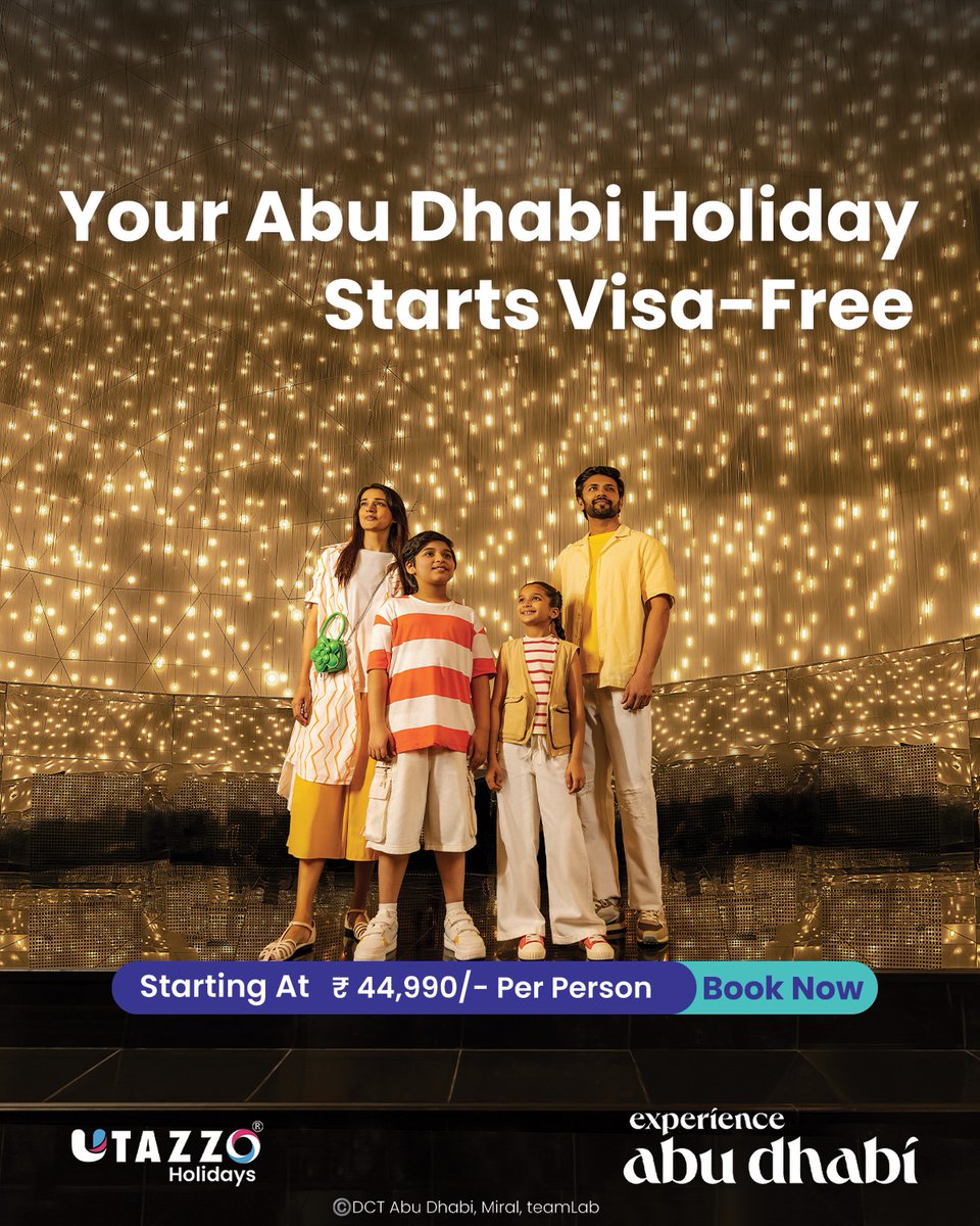 DaaniyBalderas's tweet photo. Abu Dhabi is calling. Enjoy dazzling cityscapes, family-friendly attractions, and unforgettable experiences with visa-free travel eligibility. Holiday packages from ₹44, 990 per person. DM Utazzo Holidays to plan your trip. https://t.co/Hhg7K9KBml