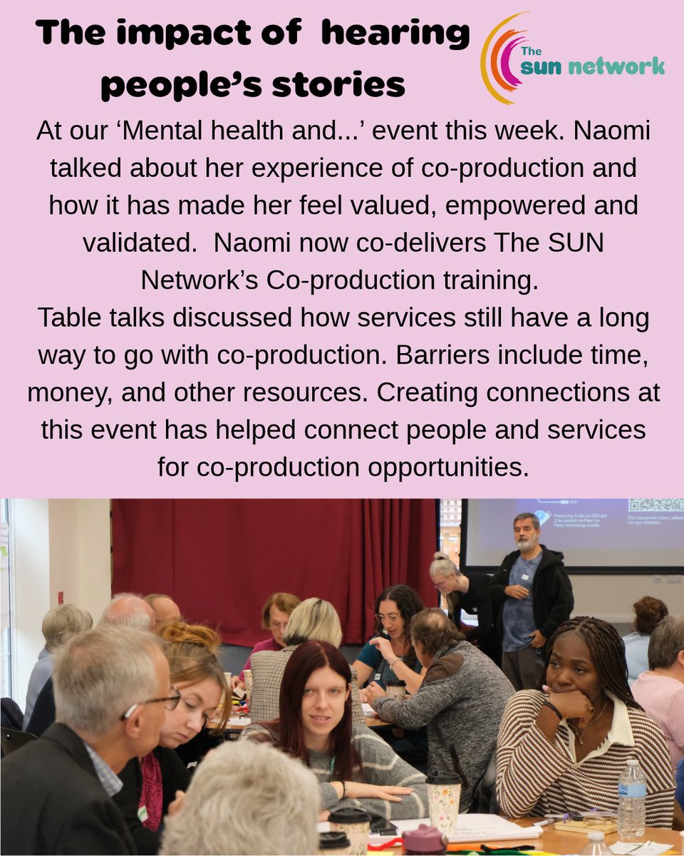 SUNnetworkCambs's tweet photo. Naomi shared her story at our 'Mental health and..' event this week. The 2026 World Mental Health day theme this year is  “Lived Experiences Heard: Real Voices, Real Change.” The SUN Network know the impact hearing and telling these stories can have. Thank you Naomi! https://t.co/oDFHwRVQ1L
