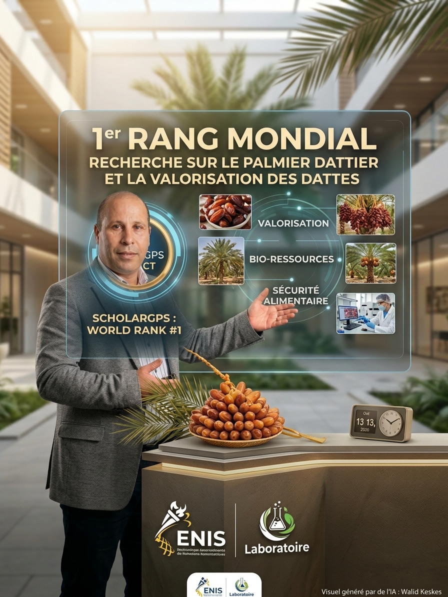 TheWalkesNews's tweet photo. Le Professeur Souhail Besbes, enseignant-chercheur à l'ENIS  et au Laboratoire d'Analyse, Valorisation et Sécurité Alimentaire : 1ᵉʳ rang mondial dans la spécialité de la recherche sur le palmier dattier et la valorisation des dattes, selon ScholarGPS.
#agriculture #research https://t.co/4oIZTDAiAM