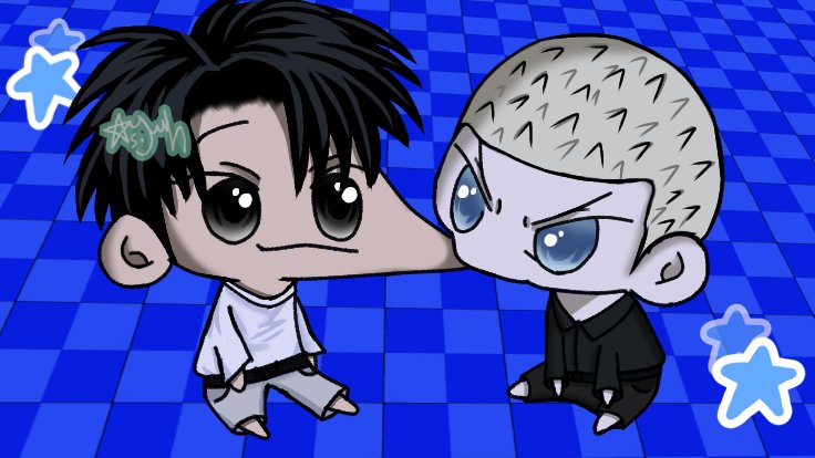 Moonshingun7's tweet photo. Gw iseng gambar mereka, hehe
#shutline #fanart #chibi https://t.co/HeUSwfRKhA