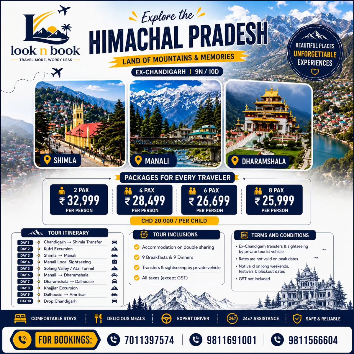 tugba_yiit's tweet photo. Explore Shimla, Manali, Dharamshala, Dalhousie &amp; Amritsar in 9 Nights/10 Days. Comfortable hotels, breakfast, dinner, private transfers and 24x7 support. Packages from ₹25, 999 per person. Book with Looknbook Holidays. https://t.co/LEEJnQZ5HO