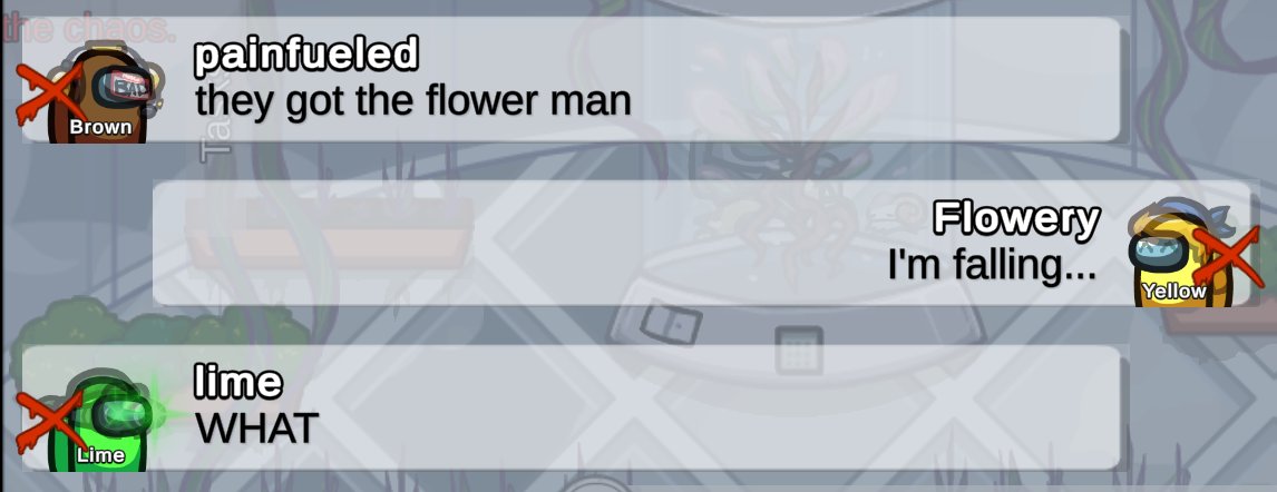 TemmieOrSmth99's tweet photo. I got bored so I became Flowery on Among Us https://t.co/TE8Gztriw3