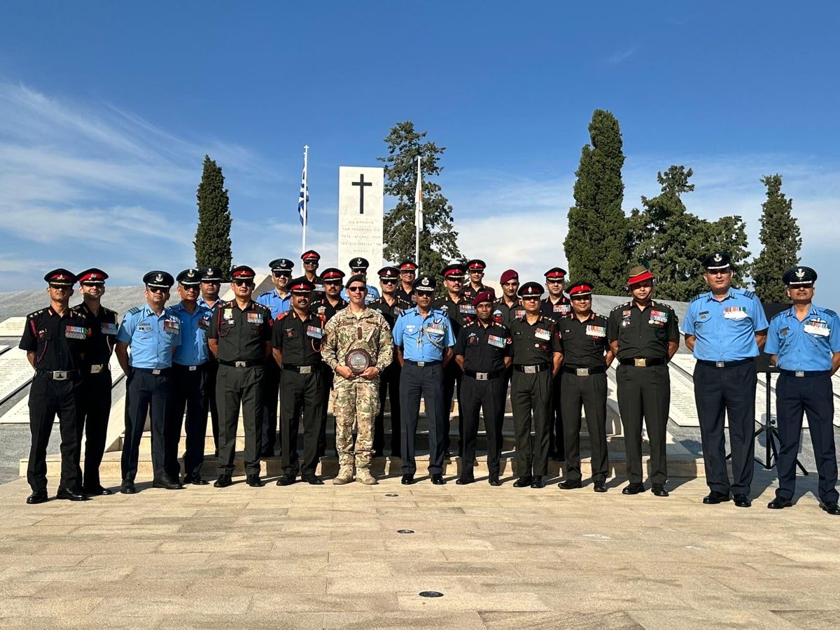 HQ_IDS_India's tweet photo. A delegation from the College of Defence Management #CDM_IDS visited the Makedonitissa Military Cemetery & War Memorial and the Ministry of Foreign Affairs, #Cyprus. 

The engagements provided valuable insights into Cyprus’ strategic perspective and reinforced the importance of #India_Cyprus cooperation and stronger institutional ties. 

#CDM #IndiaCyprus #DefenceDiplomacy #StrategicCooperation

🇮🇳 🤝 🇨🇾 

@DefenceMinIndia 
@SethSanjayMP 
@SpokespersonMoD 
@MEAIndia 
@MIB_India