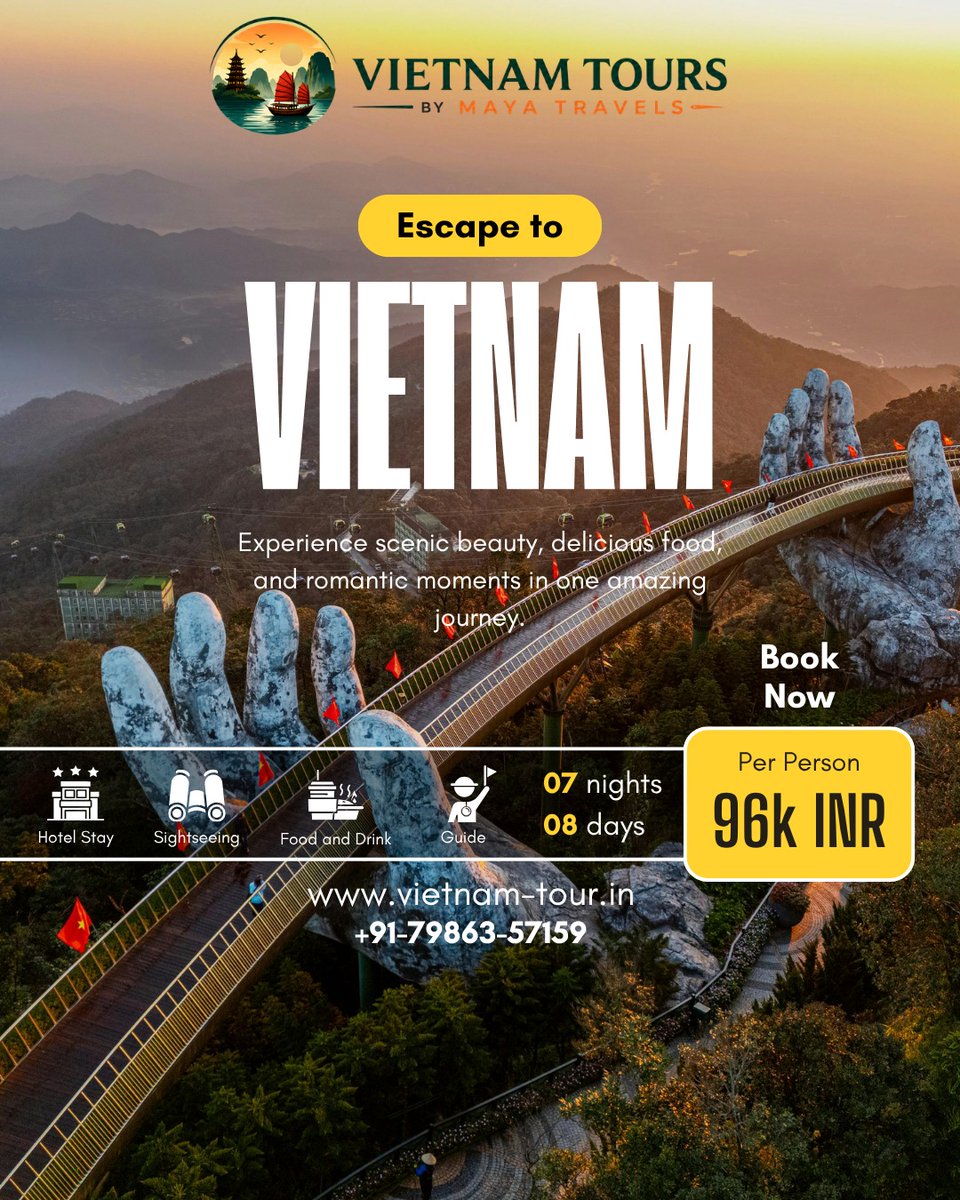 ELVISMENDOZALOP's tweet photo. Escape to Vietnam with Maya Travels. Enjoy scenic landscapes, delicious food, iconic attractions, and unforgettable experiences. 07 Nights / 08 Days
Starting from ₹96, 000 per person

Comfortable stays, sightseeing, guided support, photo spots, https://t.co/PcT7kvBaCt