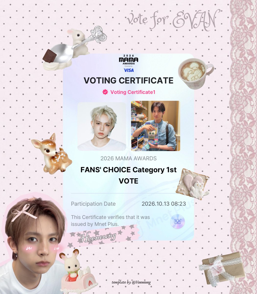 Heeneung's tweet photo. 🩷 &amp; 🔁 are appreciated!

hiluuuu ever! i made a vote proof template for #EVAN :3 feel free to use it! (՞_  ̫ _՞)ᐝ♡

🖇️: https://t.co/BBcRhMaIsd 

💌: please make a copy before you use the template, dankies <3 https://t.co/DhkFJ2FuNq