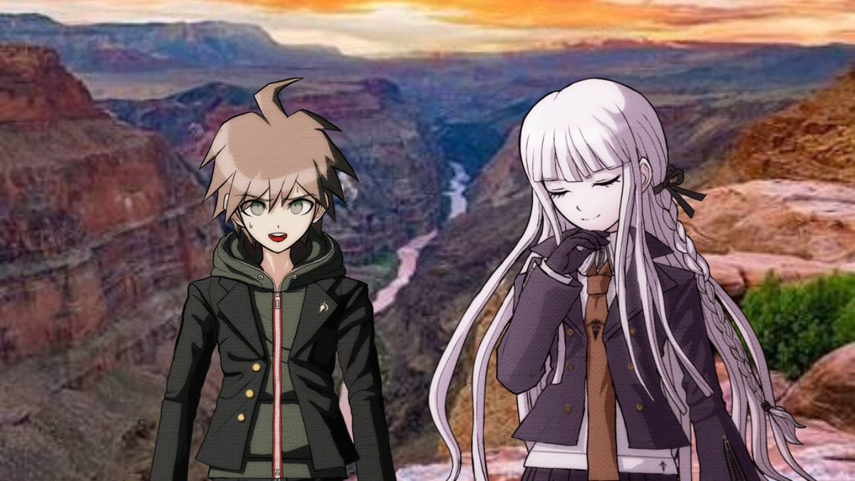aRandom_acc_'s tweet photo. Makoto Naegi and Kyoko Kirigiri at the Grand Canyon! https://t.co/qGZ0E8aIpP