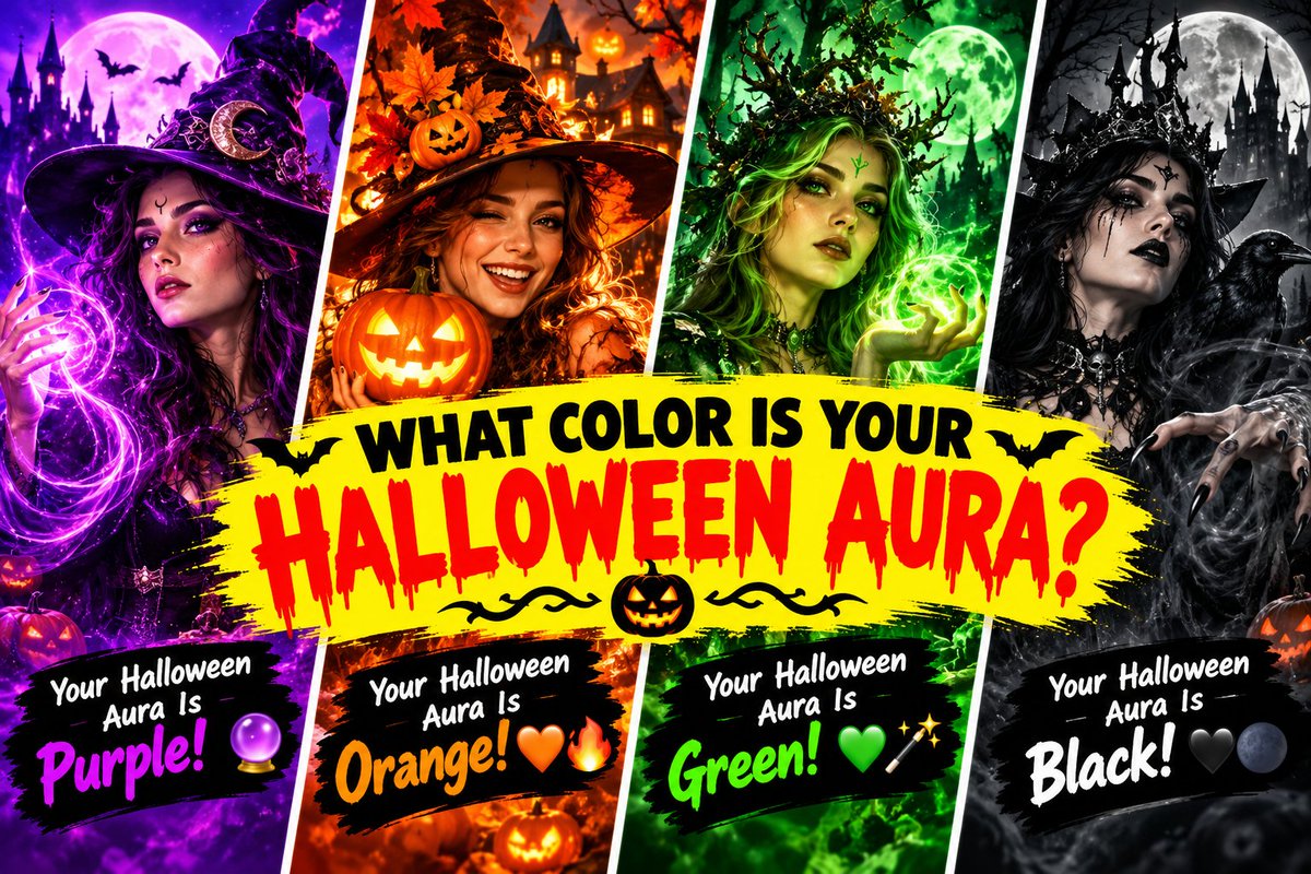 QuizardApp's tweet photo. 🎃 What Color Is Your Halloween Aura?
Discover your spooky vibe! 👇
https://t.co/FgVGdM1WyX
#Quizard #HalloweenAura #HalloweenQuiz #halloweenart #HalloweenShirt #PersonalStyle #aura #QuizChallenge #Trends24 #trending https://t.co/9oDoDFHU3y