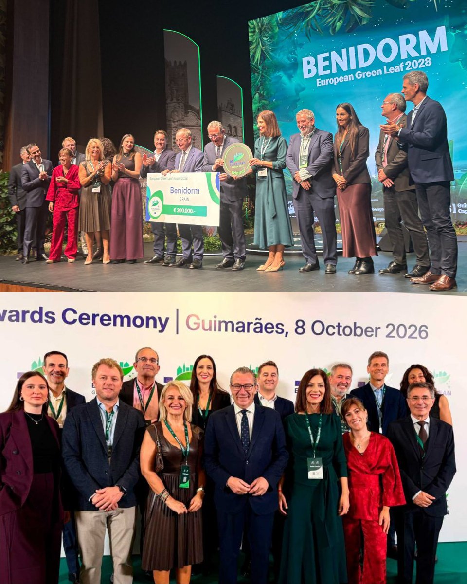AMTSolyPlaya's tweet photo. 🏆 Benidorm, reconocida con el #EuropeanGreenLeaf 2028 por su compromiso con la sostenibilidad y la adaptación a los desafíos climáticos.

Esto significa que en 2028 representará a las ciudades verdes de Europa, junto a Zaragoza, distinguida con el premio Capital Verde Europea 🌍 https://t.co/GfKsnw037p