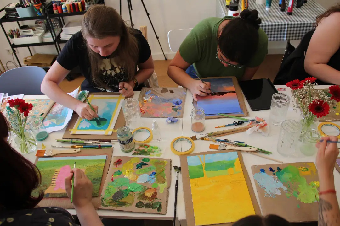 Lou7nge's tweet photo. Reflections from my first Acrylic Painting workshop with CraftHub: meaningful stories, lively conversations, and beautiful works in progress. Grateful to share this creative space and hoping to see everyone paint again soon. https://t.co/2MlPDjOjeZ