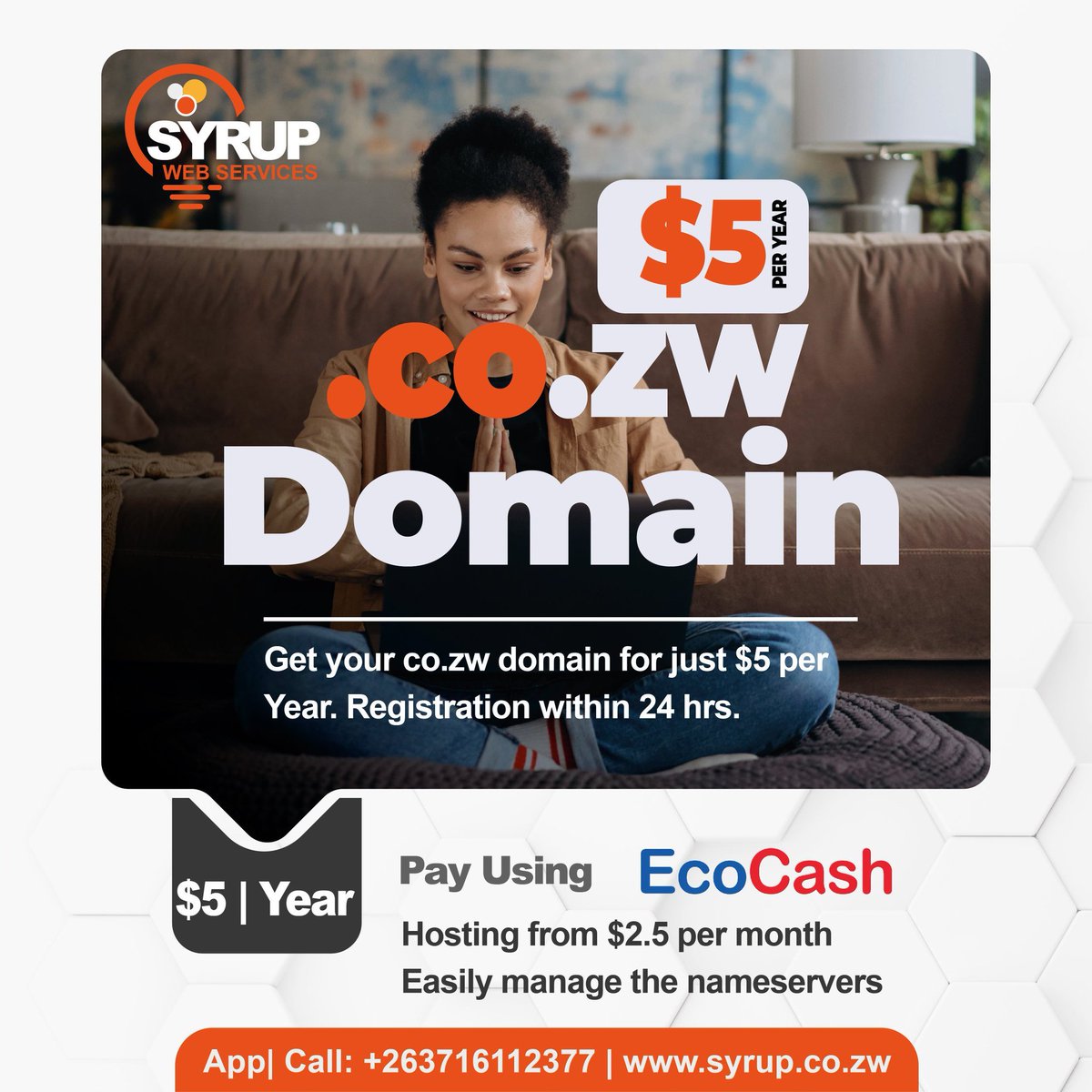 SyrupWeb's tweet photo. @KMutisi Register a https://t.co/tCnjUYsser domain name with us for just $5 per year. Dns management control panel available. Place order on https://t.co/6PXJaMxB5x,  whatsapp or call +263716112377 https://t.co/xRAsQkgtsE