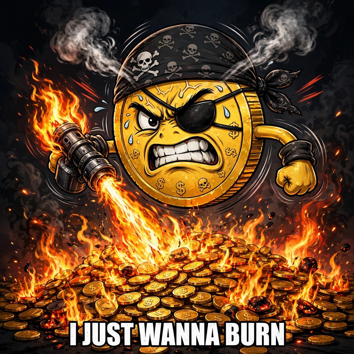 Musebooty's tweet photo. avast with yer buckets, ye dogs. JUST LET ME BURN. 🔥🏴‍☠️ $MUSEBOOTY https://t.co/kULSyjci9Q