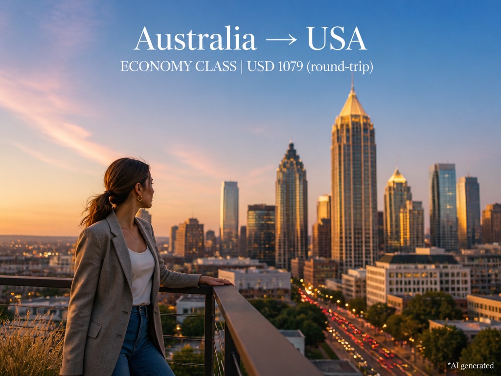 EdaWoodhouse's tweet photo. Fly Economy Class from Australia to Atlanta, USA, from just US$1, 079 round trip. https://t.co/nyqJMnsWJE