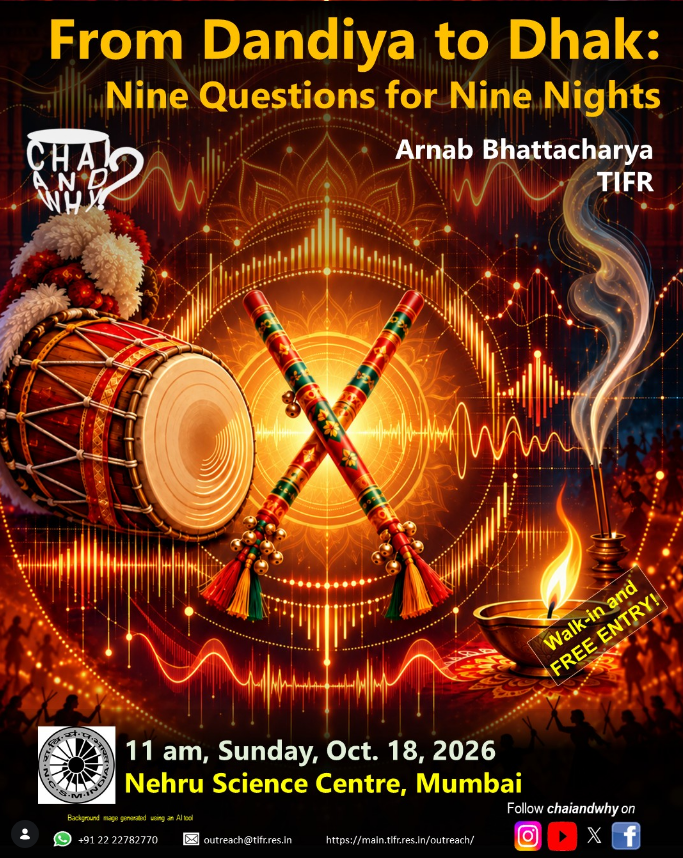 chaiandwhy's tweet photo. This Navratri, we’ll chase nine fun questions, dipping into some physics, mathematics, chemistry and perhaps even biology along the way. No special knowledge needed, just your ears, eyes, curiosity, and perhaps a willingness to clap along! https://t.co/lhRodnGngY