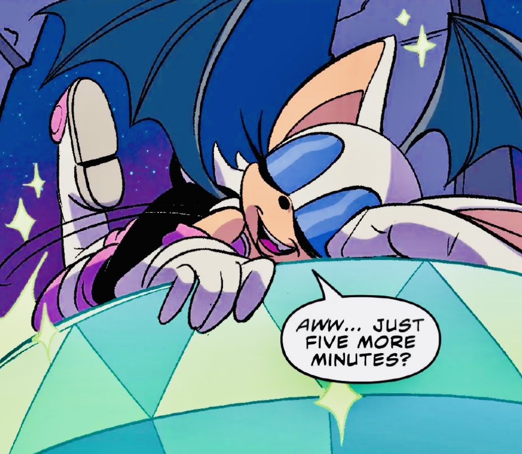 batspionage's tweet photo. ❝relax, red, it’s /just/ me…❞

The spy pouts, stretching
out on top of the emerald.
Her favorite place in the world
to be.

❝She loves me, Knuckles,
you can’t keep us separated
forever. Our love is too strong~❞

Ridiculous, but then. That’s half
the fun of messing with him. https://t.co/wRKHy1DGGy