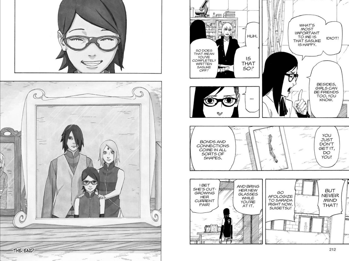 i_luv_naruto's tweet photo. obviously karin isnt actively pursuing sasuke anymore but suigetsu asks if shes written him off completely. karin responds that bonds (still talking about her and sasuke here!) "come in all sorts of shapes", and it zooms in on the umbilical cord... https://t.co/qS15olnoUh