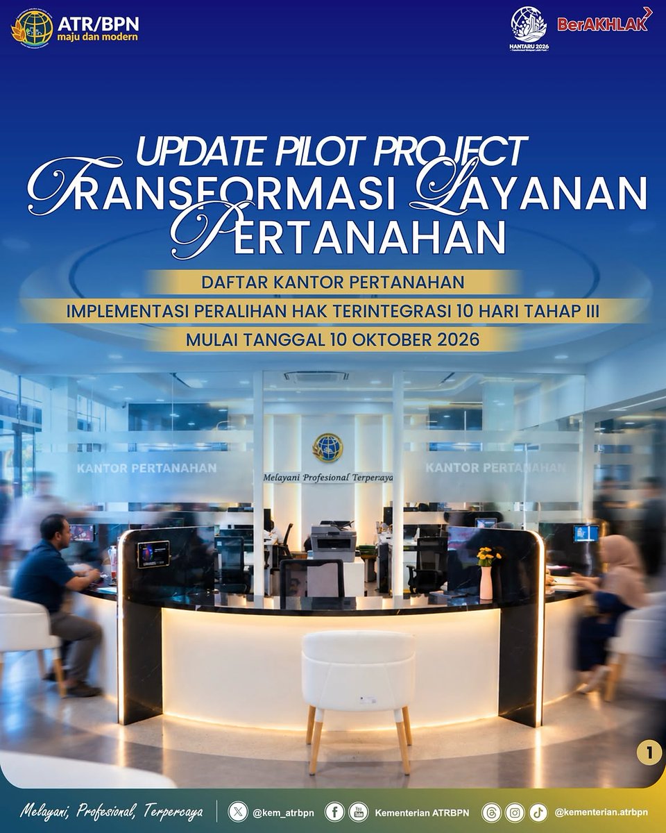 KantahPdg's tweet photo. #repost Halo #SobATRBPN! Jangkauan layanan Peralihan Hak Terintegrasi (Perintis) 10 Hari terus diperluas ke berbagai kabupaten dan kota sebagai wujud komitmen Kementerian ATR/BPN dalam menghadirkan pelayanan pertanahan yang responsif dan efisien. https://t.co/yZiFeRfchz