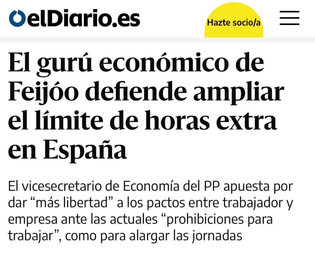 JulenBollain's tweet photo. En España se hacen 2,5 millones de horas extra a la semana sin cobrar. ¡130 millones al año!

¿La propuesta de Feijóo? Ampliar el límite de horas extra.

Son tan malos que ni siquiera disimulan. Y tan sinvergüenzas que encima presumen de ello. Luego no digáis que no avisamos. https://t.co/Iyv8EnewL1