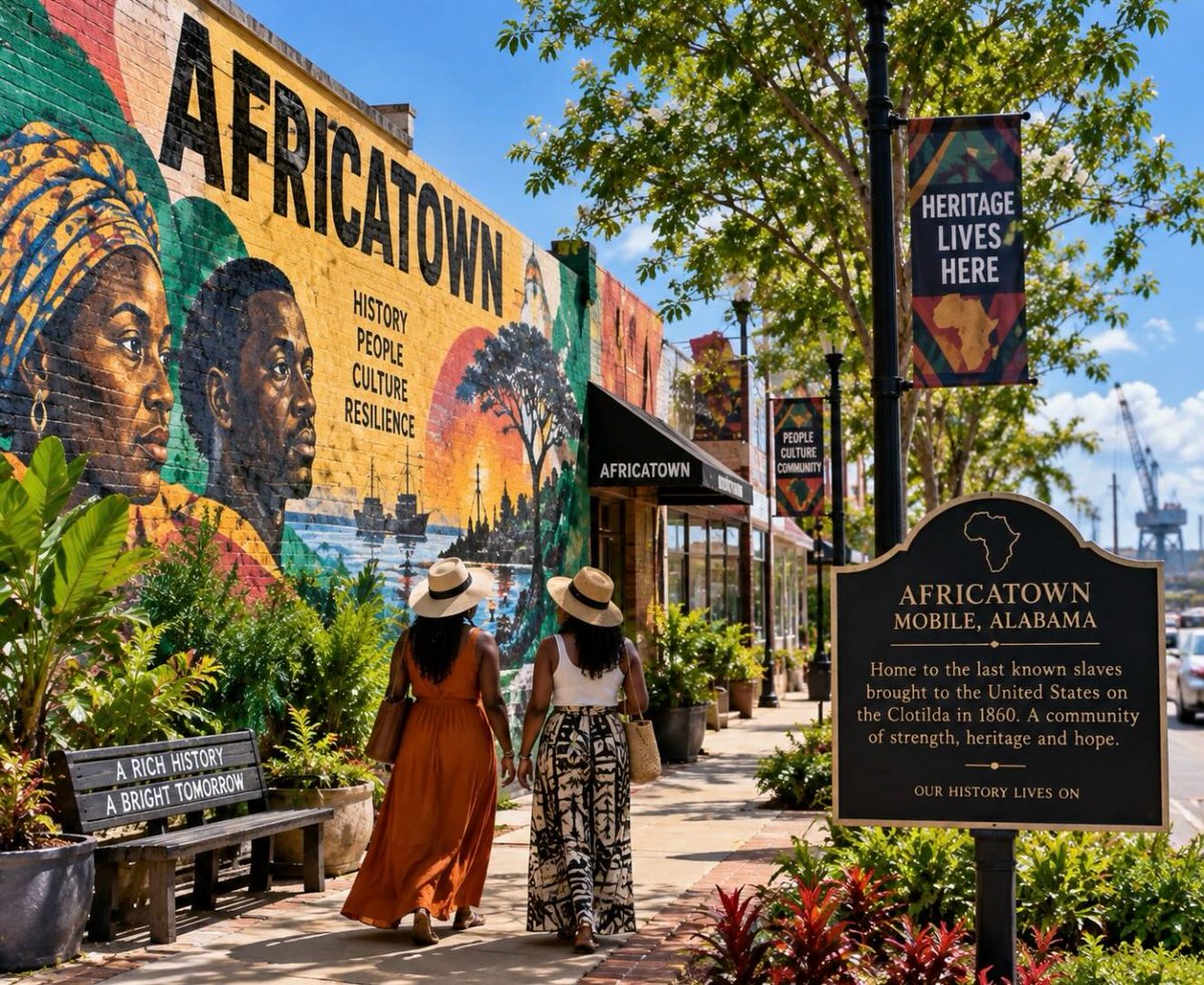 amindida04's tweet photo. Just outside Mobile, Africatown honors survivors of the Clotilda. Visit the Heritage House, hear their stories, and take time to understand the resilient community they built after freedom. https://t.co/FM7TmHobew