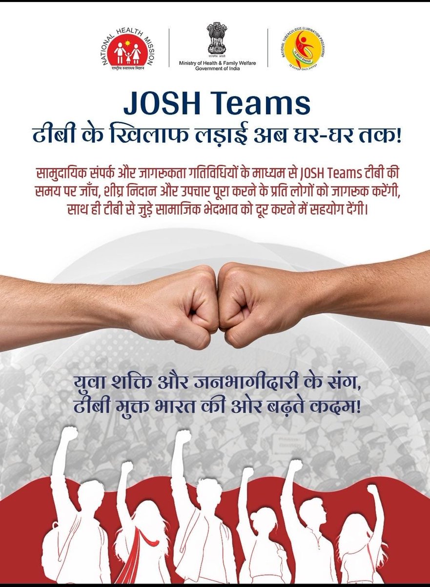 official_NITRD's tweet photo. टीबी के खिलाफ लड़ाई में युवाओं की भागीदारी अहम है। JOSH Teams के स्वयंसेवक लोगों को जागरूक कर समय पर जांच और उपचार के लिए प्रेरित कर रहे हैं। मिलकर बनाएंगे टीबी मुक्त भारत!
#JOSH #TBMuktBharat #JanBhagidari #TBHaaregaDeshJeetega https://t.co/vNq0gL9Uwi