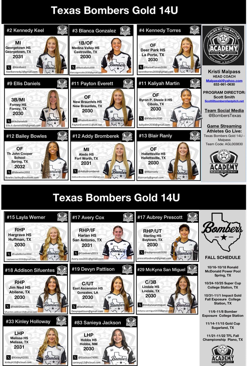 CoxAvery2013's tweet photo. Schedule drop! Catch us this weekend playing up with 16u in Houston! 
@BombersTexas https://t.co/uhS9cYneac