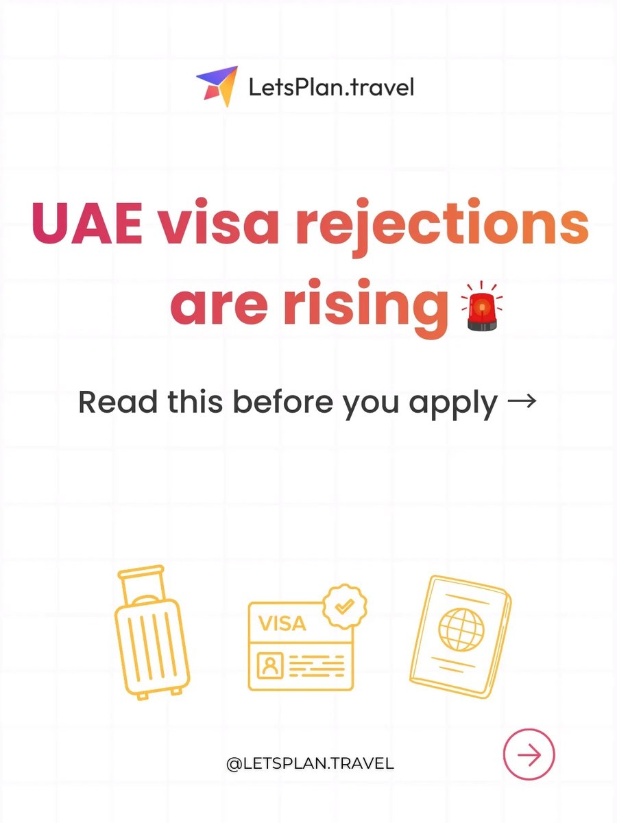 lessyrotti98's tweet photo. UAE visa rejections are rising, but most delays are avoidable. Common issues: unclear scans, weak financial proof, document errors, and limited travel history. Letsplan. travel verifies every document before submission, with clear pricing and https://t.co/eQLquJbgPv