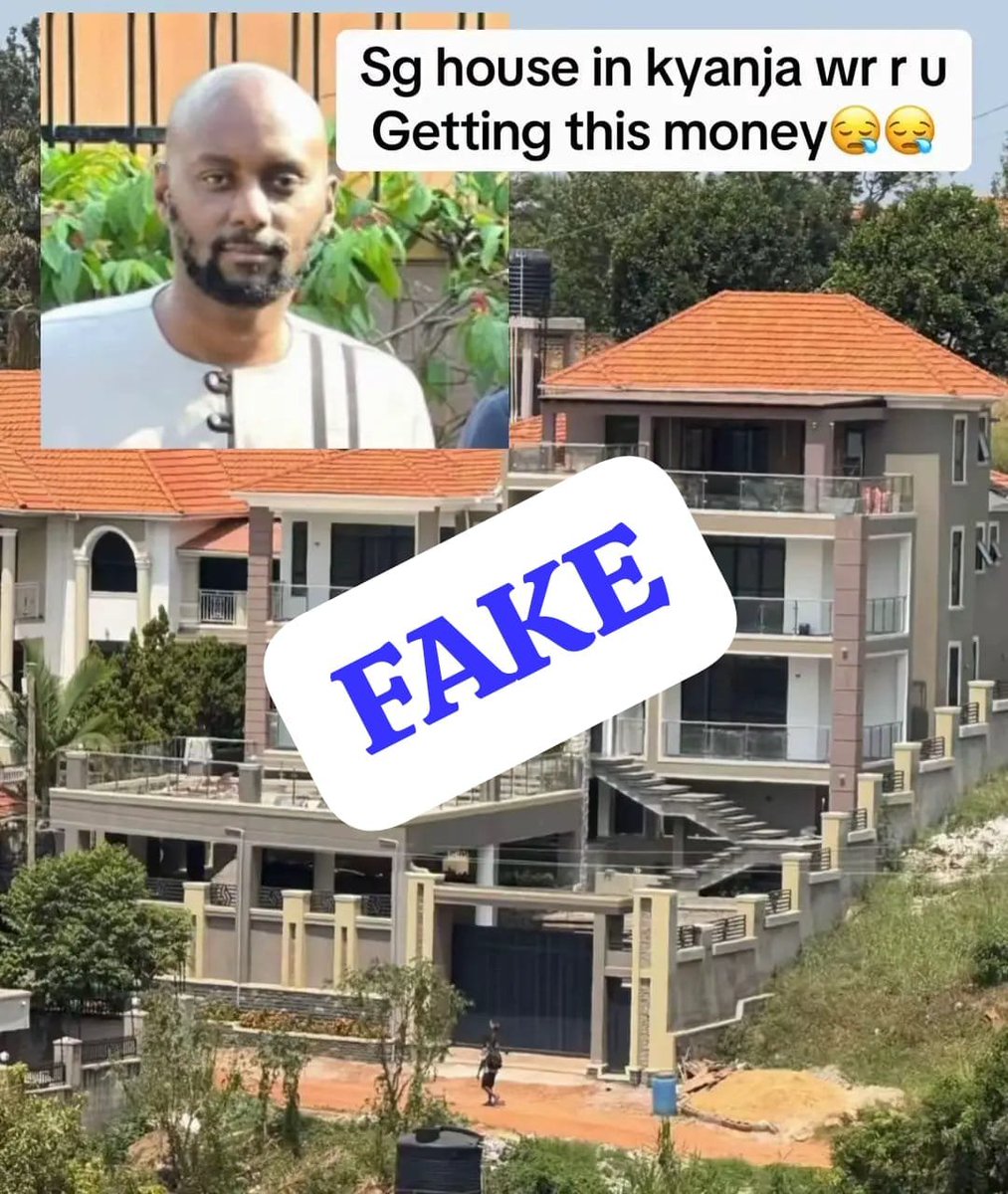 DavidLRubongoya's tweet photo. By now, several of you might have seen this fake picture making rounds. Ignore and treat with contempt. I don't even know the road that goes to that house which according to Real Estate websites is up for sale in Lubowa. I wouldn't have responded to the misinformation, but some people who were genuinely misled reached out 'congratulating me' on the achievement😃 Anyways, this is just a handiwork of detractors who always manufacture lies because they have nothing useful to offer. Rest assured, our focus remains on what truly matters.
